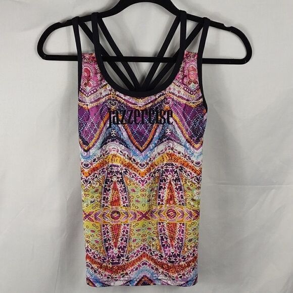 Vtg. Jazzercise Floral Workout Athletic Top - Picture 1 of 5